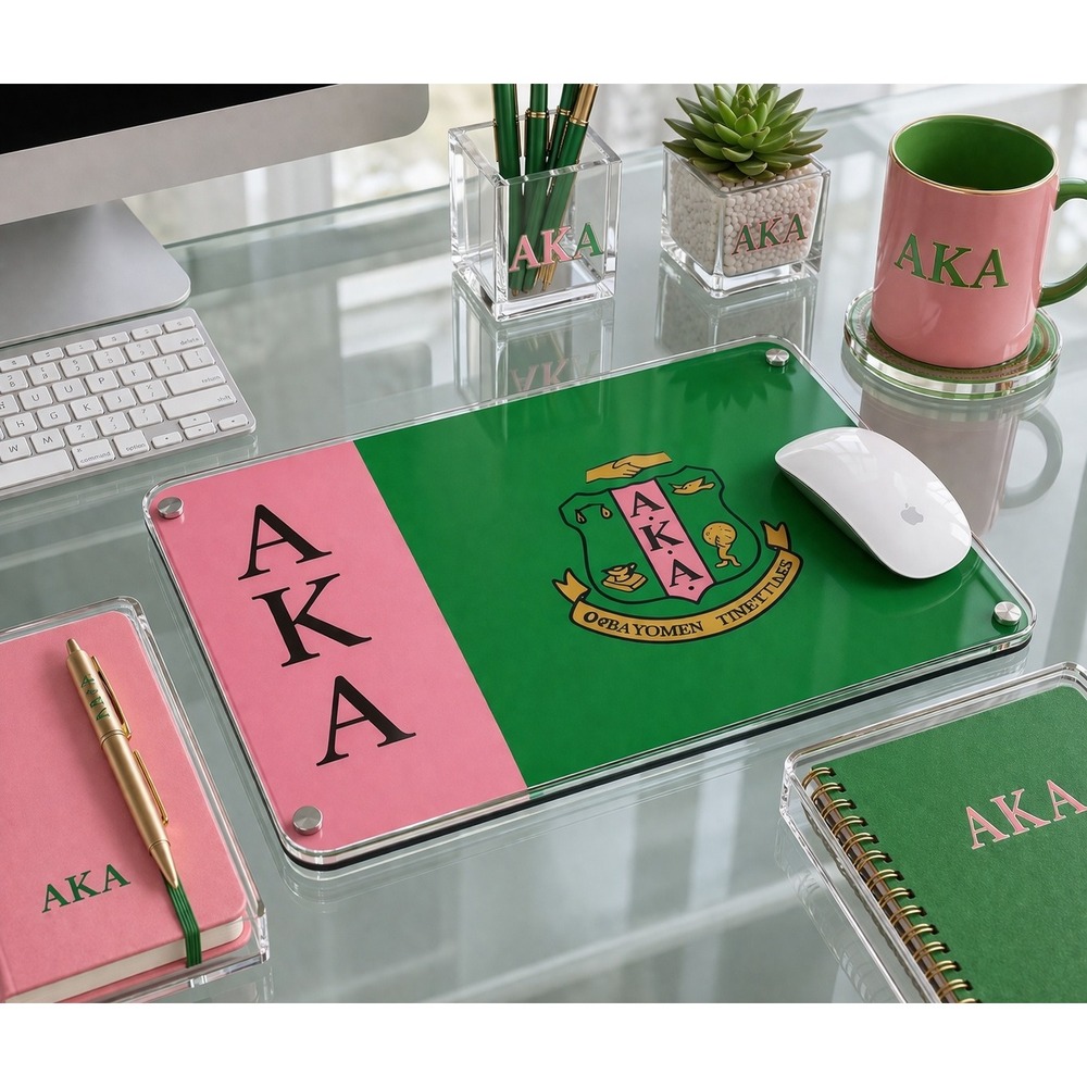AKA Alpha Kappa Alpha‎ Mouse Pad Pink and Green with Logo